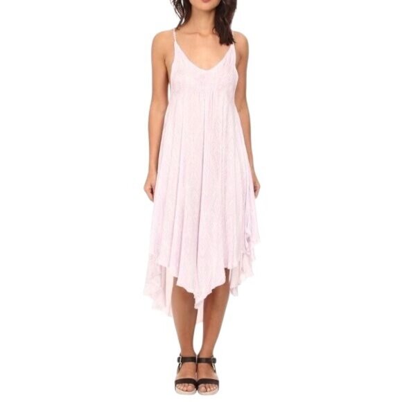 Free People Lilac Flowy Asymmetrical Midi Slip Dress | Balletcore Boho Coquette - Picture 15 of 16